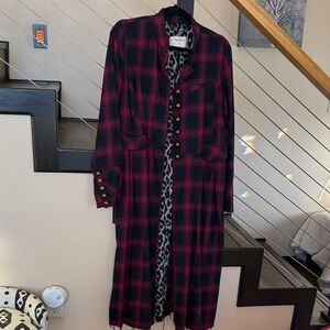 We The Free Red and Black Plaid Long Flannel